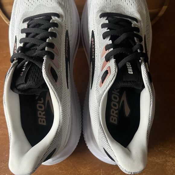 Brooks Ghost 17 Wide White Black Rose Gold Women's 8 Road Running Shoes Sneakers - Picture 5 of 16